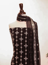 Royal Fashion Embroidered Chiffon Suits Unstitched 2 Piece - RF25EE 109 BLACK